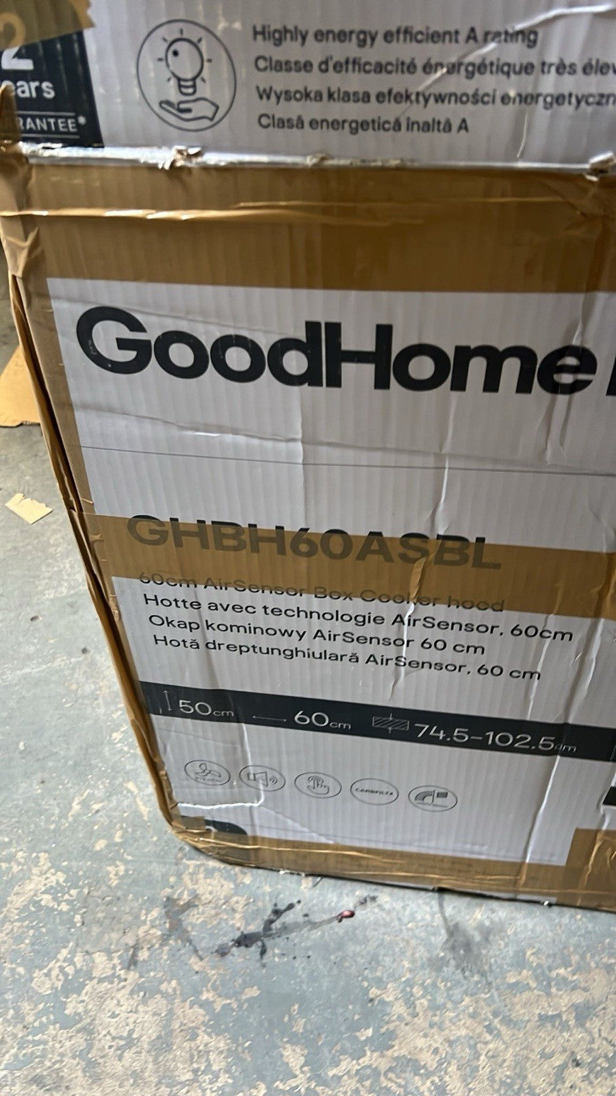 GoodHome AirSensor GHBH60ASBL Glass Box Cooker Hood (W)60cm - Stainless Steel