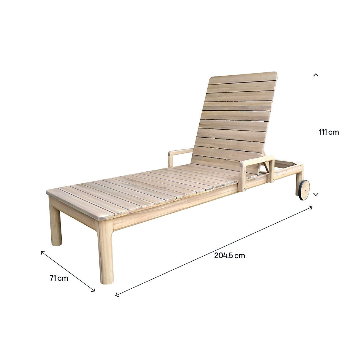 GoodHome Riveo Natural Wooden Sun Lounger, Pack of 2