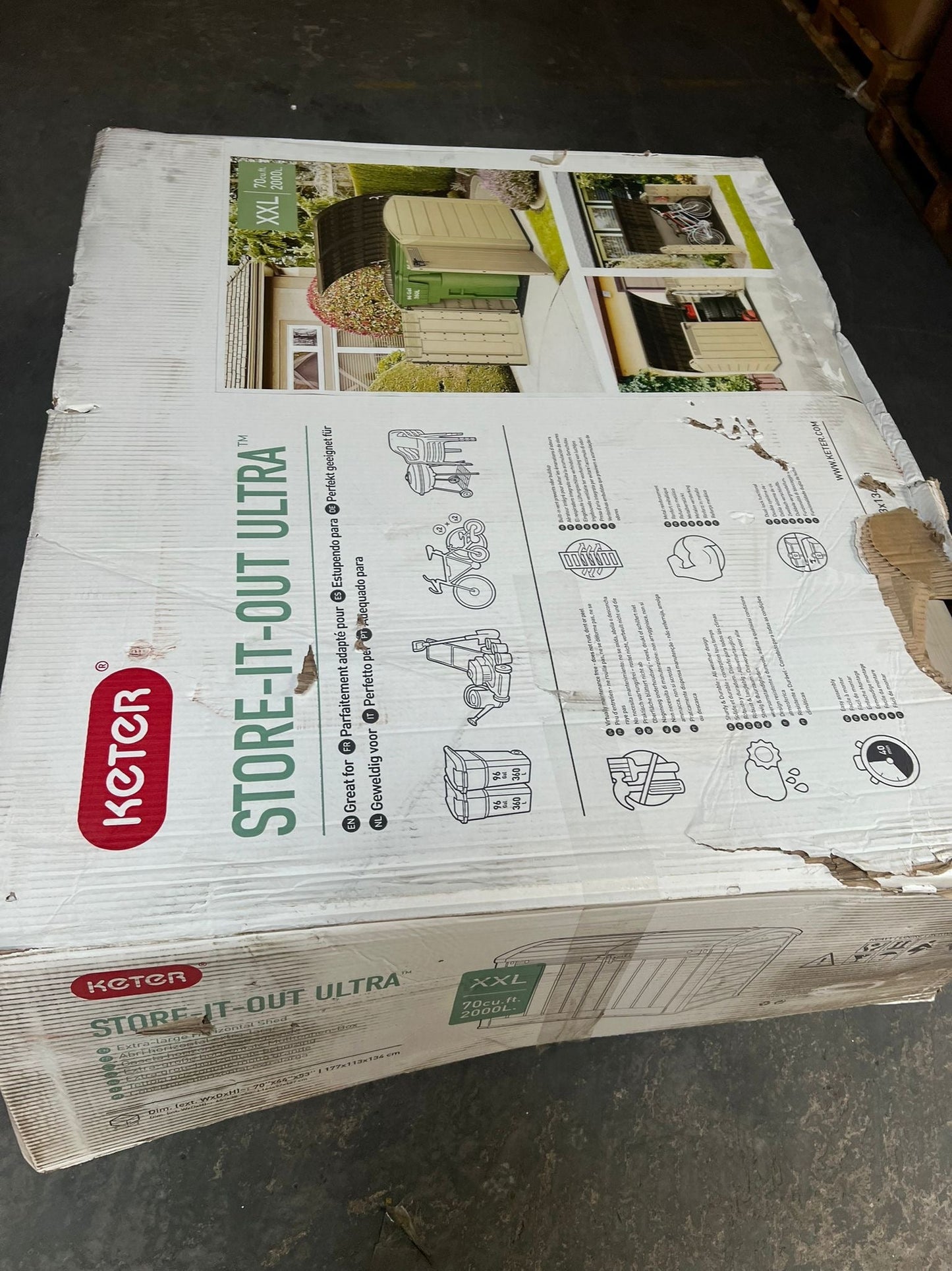 Keter Store it out ultra Wood effect Plastic Barrel Bike store