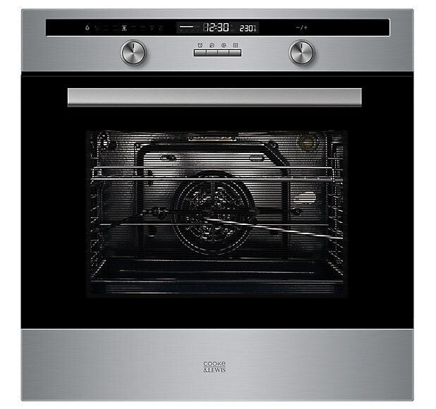 Cooke & Lewis CLPYSTa Built-in Single Pyrolytic Oven - Brushed Black & Grey