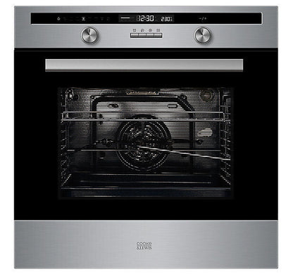 Cooke & Lewis CLPYSTa Built-in Single Pyrolytic Oven - Brushed Black & Grey
