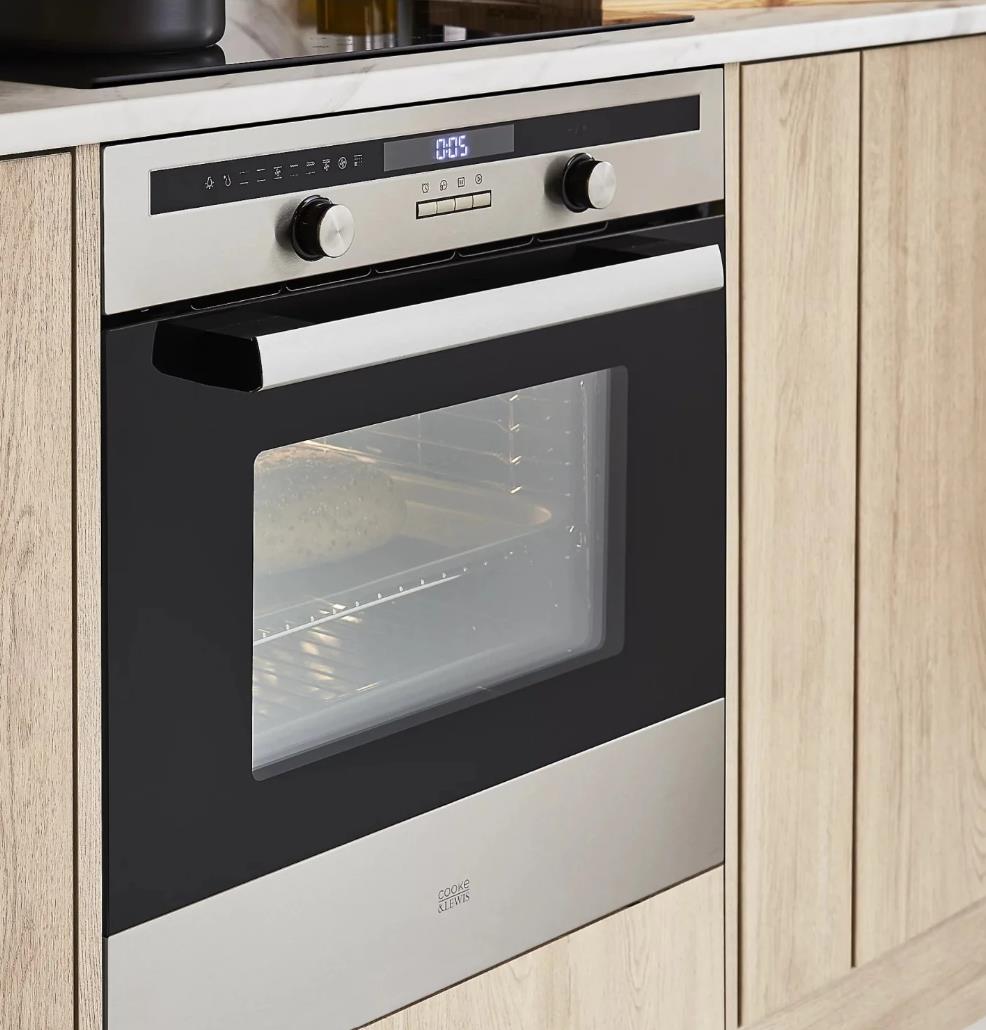 Cooke & Lewis CLPYSTa Built-in Single Pyrolytic Oven - Brushed Black & Grey