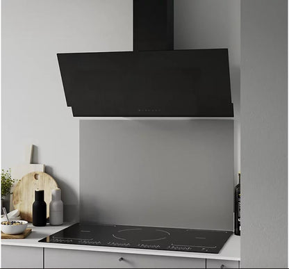 GoodHome AirSensor GHAG90ASBL Black steel & glass Angled Cooker hood (W)89.8cm -