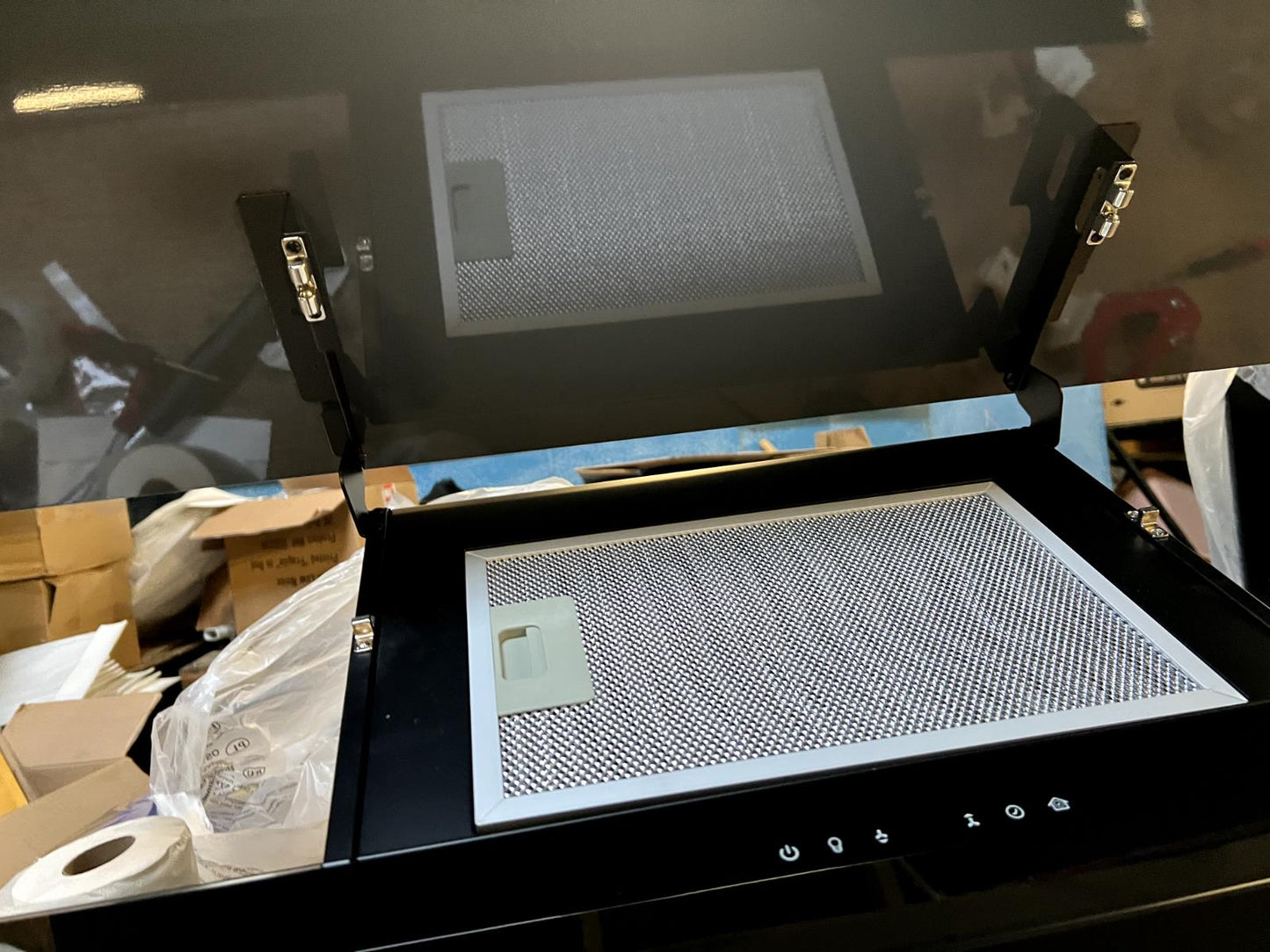 GoodHome AirSensor GHAG90ASBL Black steel & glass Angled Cooker hood (W)89.8cm -