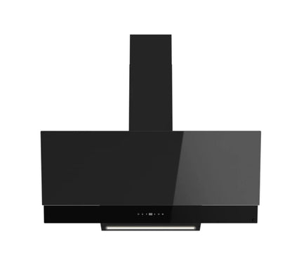 GoodHome AirSensor GHAG90ASBL Black steel & glass Angled Cooker hood (W)89.8cm -