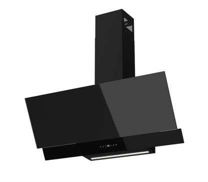 GoodHome AirSensor GHAG90ASBL Black steel & glass Angled Cooker hood (W)89.8cm -