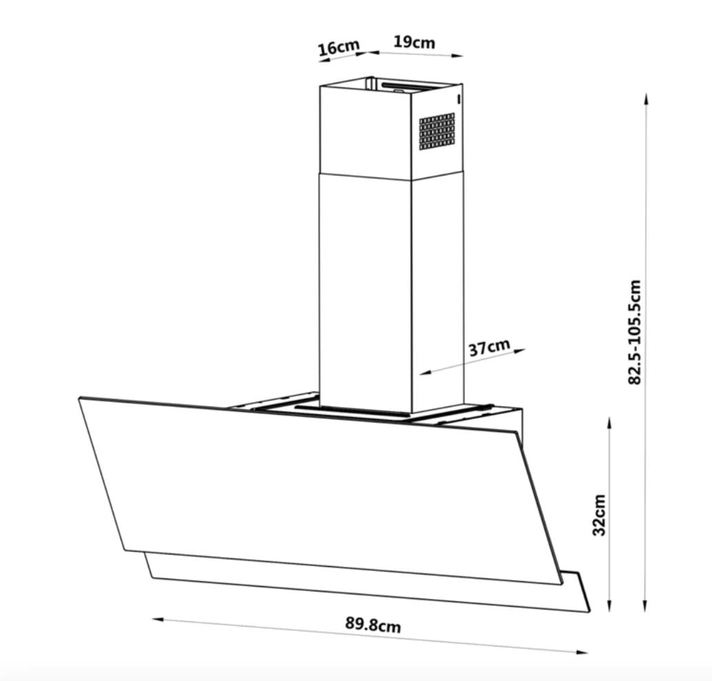 GoodHome AirSensor GHAG90ASBL Black steel & glass Angled Cooker hood (W)89.8cm -