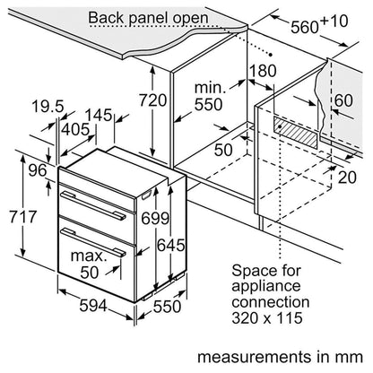 BOSCH Series 2 NBS113BR0B Electric Built-under Double Oven Stainless Steel /Used