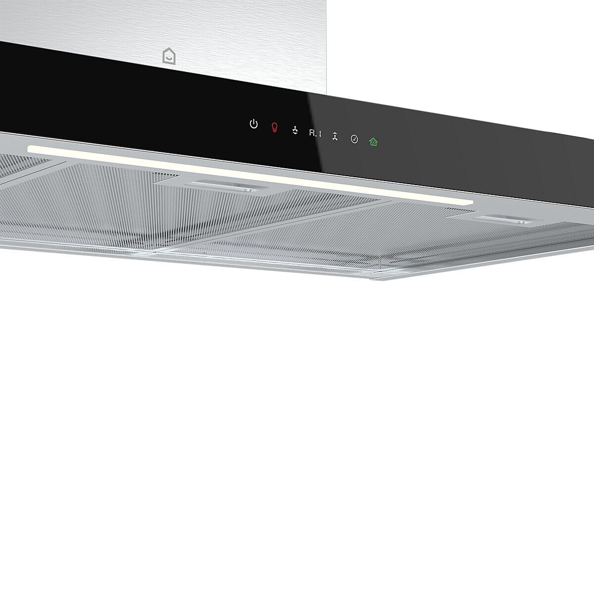 GoodHome AirSensor GHBH90ASBL Glass Box Cooker hood (W)90cm - Brushed stainless