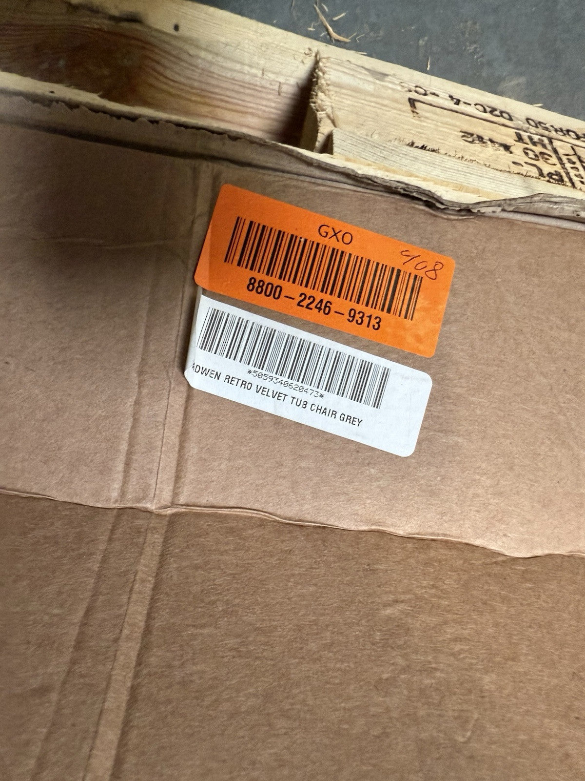 Adwen Grey Velvet Effect Relaxer Chair (H)735mm (W)730mm (D)755mm