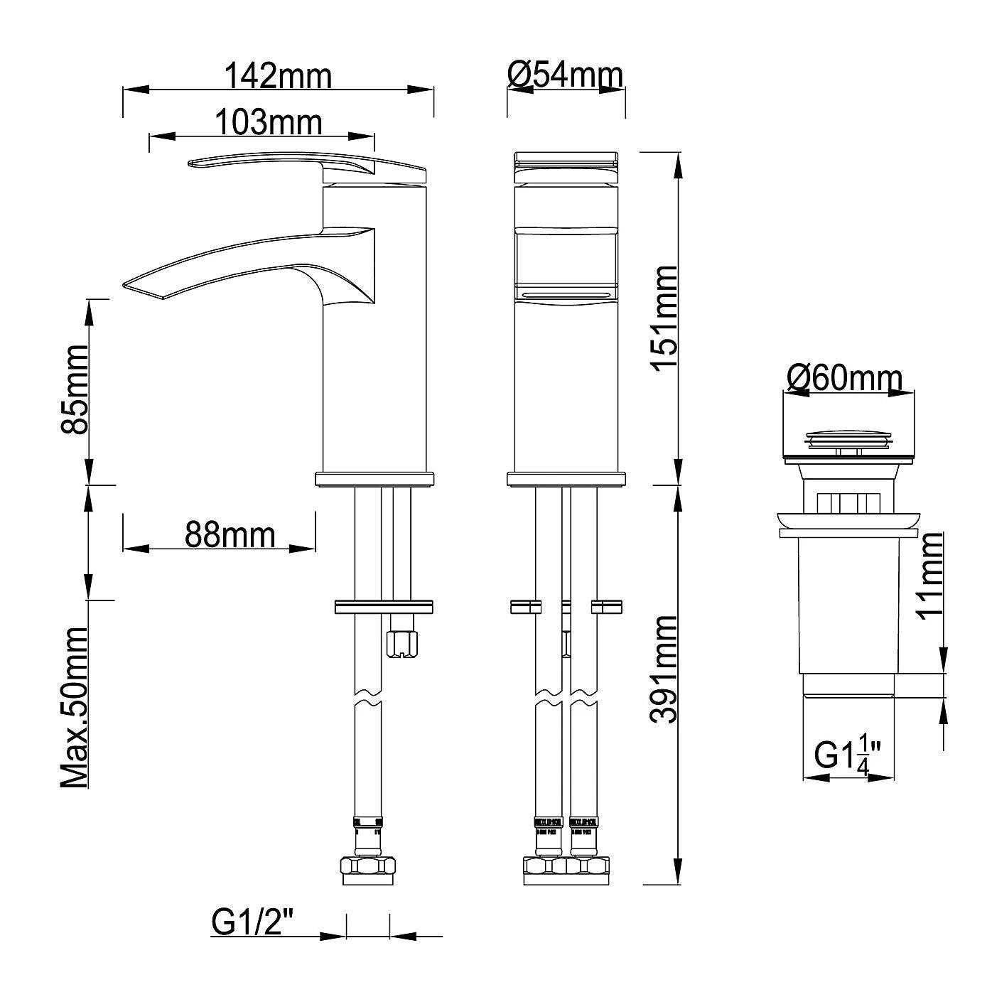 GoodHome Kariya Matt Black Basin Mixer Tap