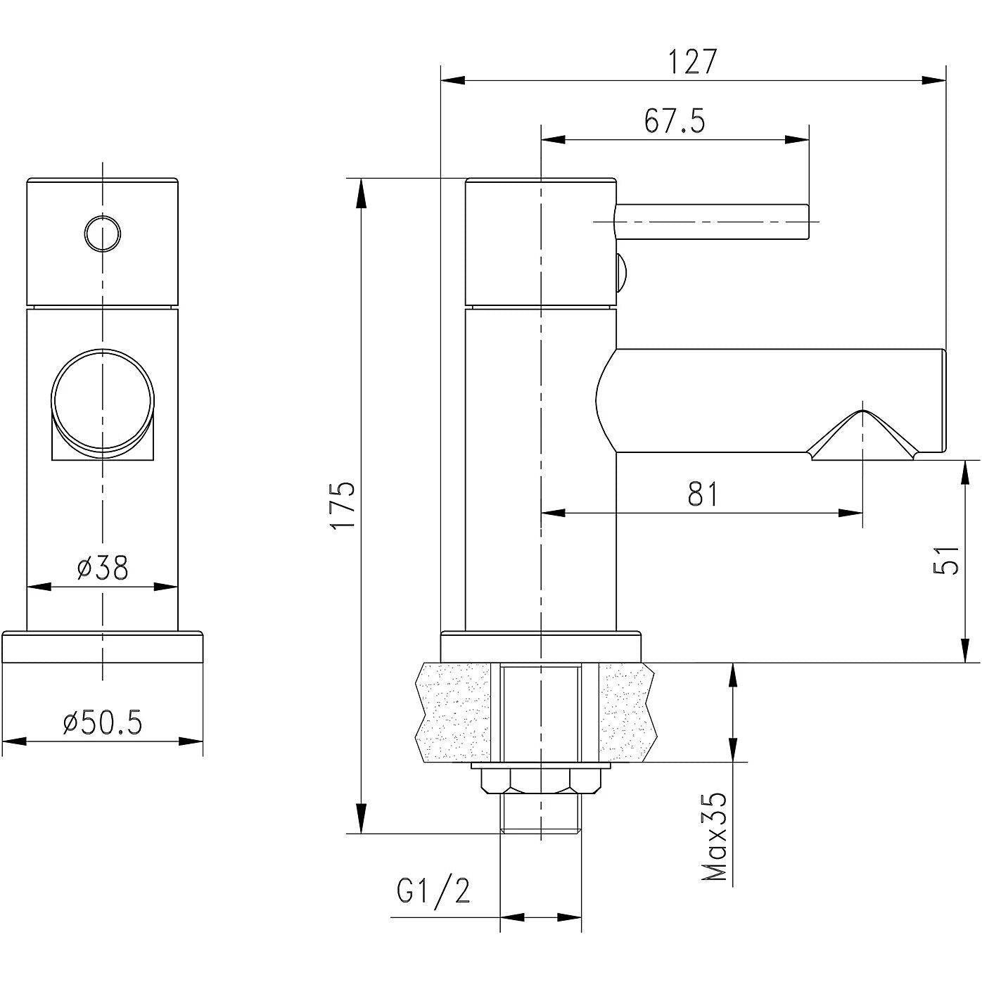 GoodHome Lazu Contemporary Basin Pillar Tap