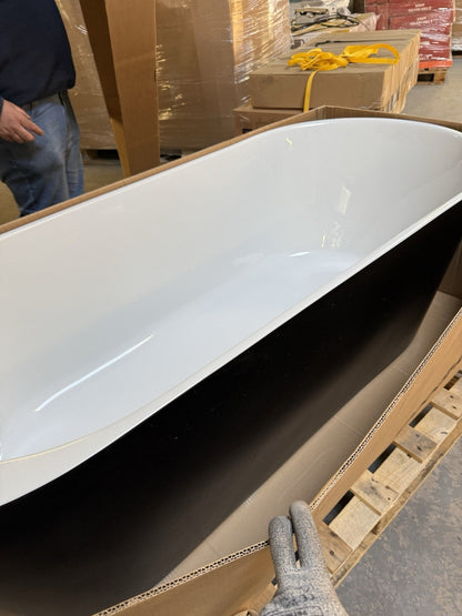 GoodHome Huron Matt Black Acrylic Oval Freestanding Bath (L)1700mm (W)750mm