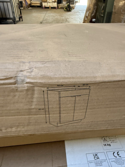 GoodHome Imandra Slimline Matt Blue Double Bathroom Cabinet (H) 820mm (W) 600mm