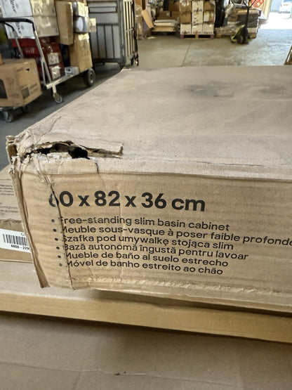 GoodHome Imandra Slimline Matt Blue Double Bathroom Cabinet (H) 820mm (W) 600mm