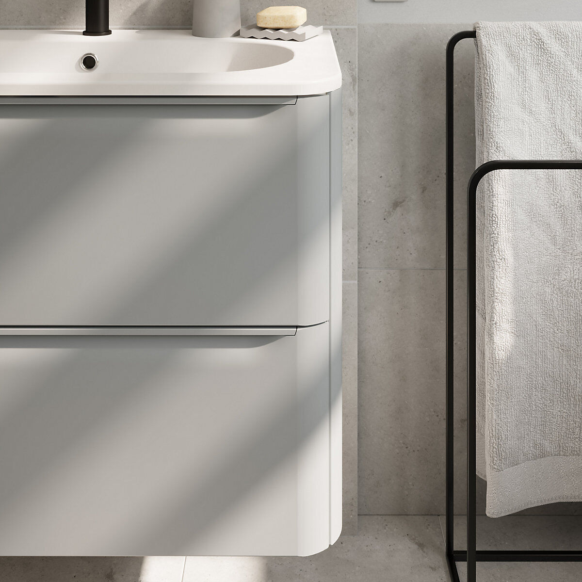 GoodHome Nevado Standard Matt Grey Bathroom Vanity Unit (H) 600mm (W) 800mm