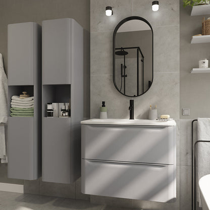 GoodHome Nevado Standard Matt Grey Bathroom Vanity Unit (H) 600mm (W) 800mm
