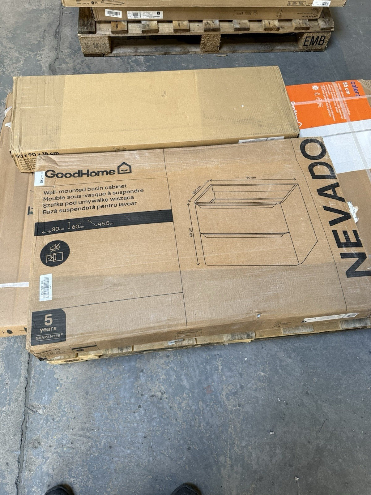 GoodHome Nevado Standard Matt Grey Bathroom Vanity Unit (H) 600mm (W) 800mm