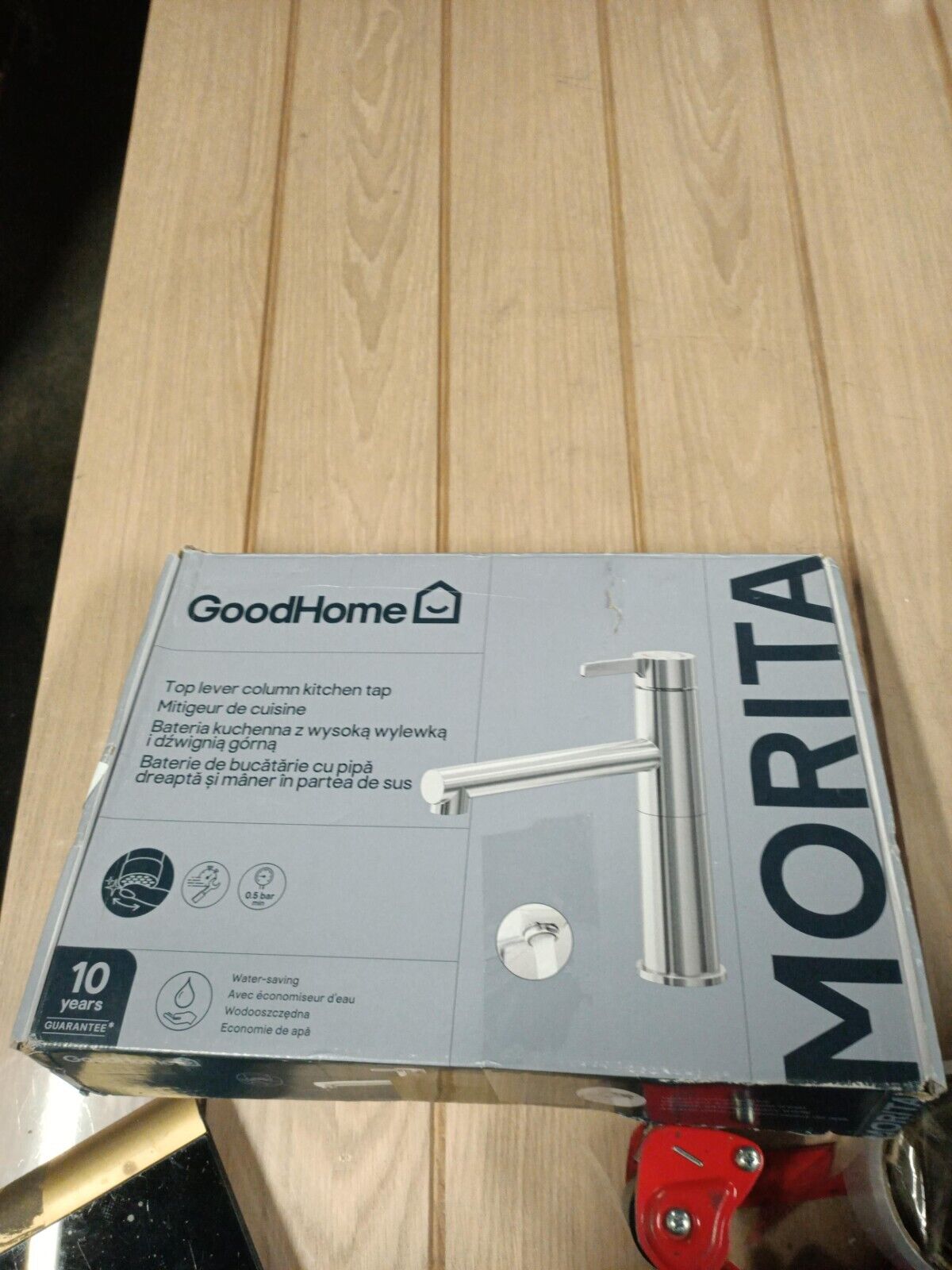 GoodHome Morita Stainless steel effect Kitchen Top lever Tap