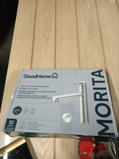 GoodHome Morita Stainless steel effect Kitchen Top lever Tap
