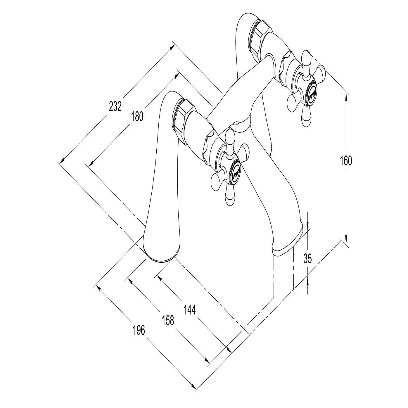 GoodHome Etel Manual Bath Filler Tap