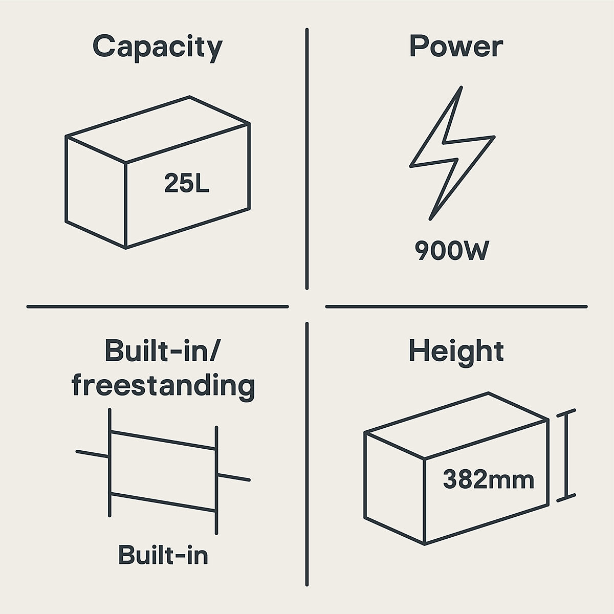 GoodHome Bamia GHMO25UK 25L Built-in Microwave - Brushed Black