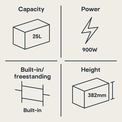 GoodHome Bamia GHMO25UK 25L Built-in Microwave - Brushed Black