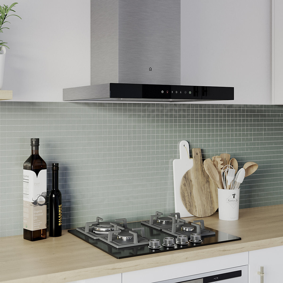 GoodHome AirSensor GHBH60ASBL Glass Box Cooker Hood (W)60cm - Stainless Steel