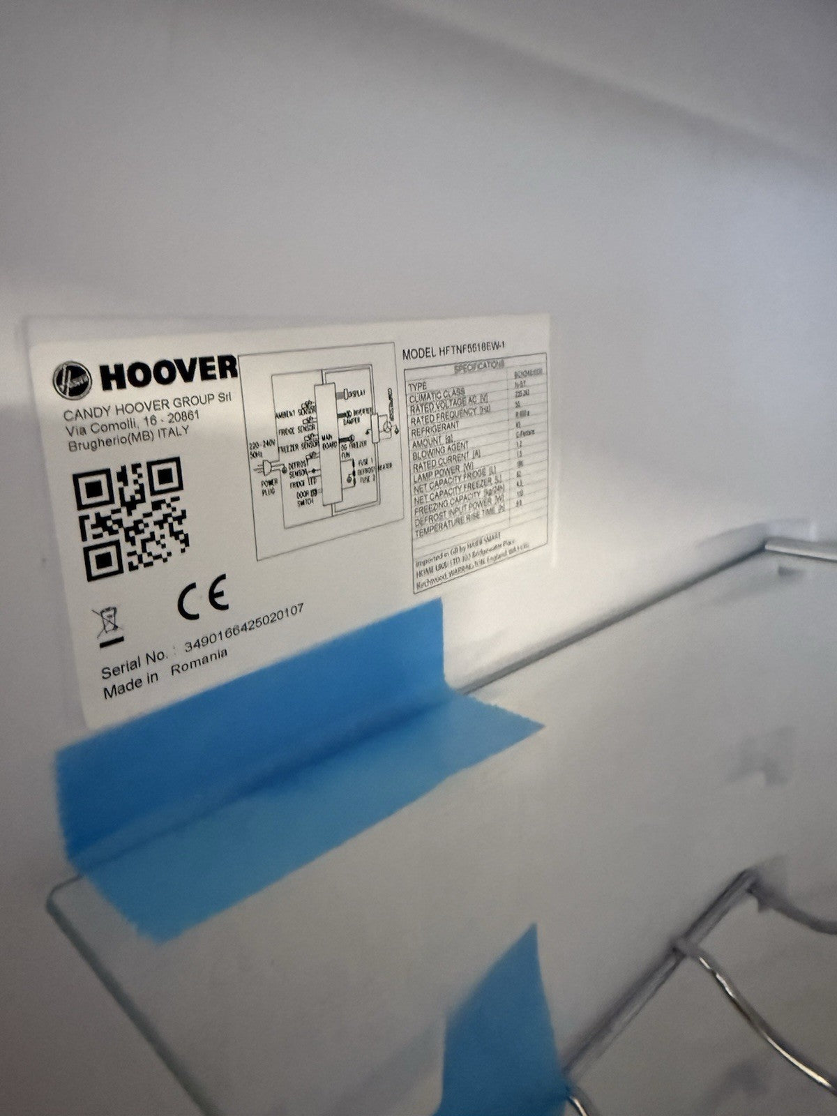 HOOVER HFTNF5518EW Integrated 70/30 Fridge Freezer - Sliding Hinge