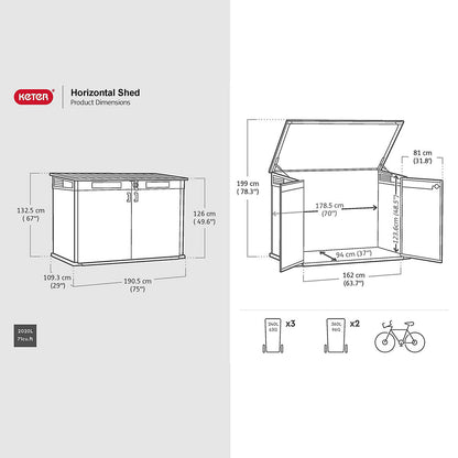 Keter Signature Decocoat Walnut 2020L Pent Garden storage 6x3 ft H)1325mmW) 1905