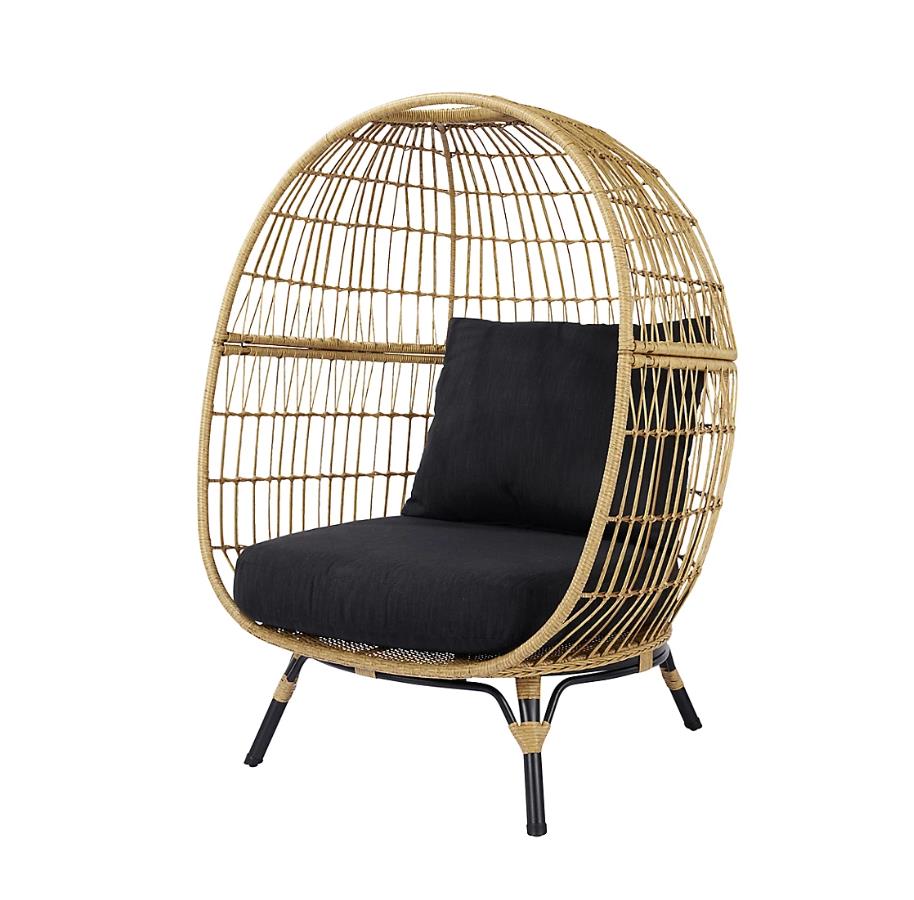 GoodHome Apolima Brown & Ebony Black Rattan effect Egg chair
