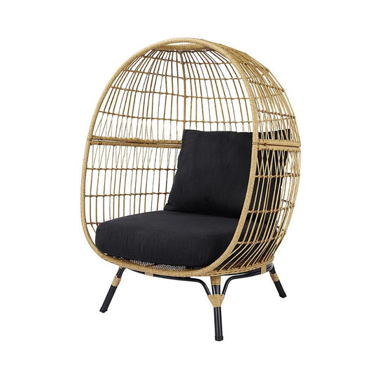 GoodHome Apolima Brown & Ebony Black Rattan effect Egg chair