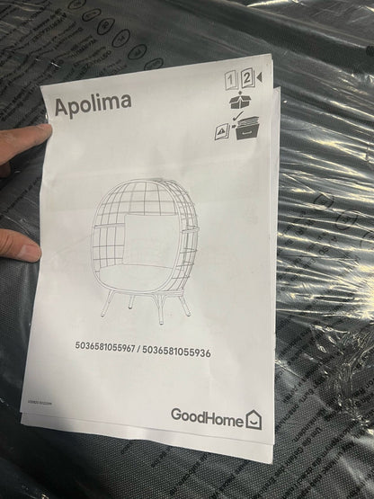 GoodHome Apolima Brown & Ebony Black Rattan effect Egg chair