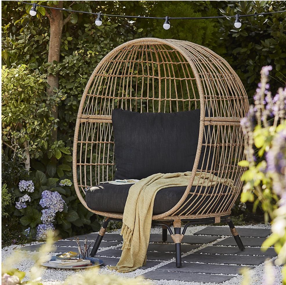 GoodHome Apolima Brown & Ebony Black Rattan effect Egg chair
