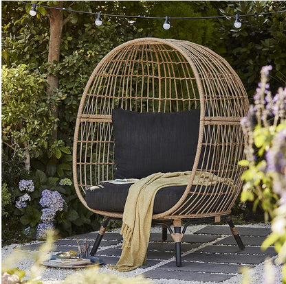 GoodHome Apolima Brown & Ebony Black Rattan effect Egg chair