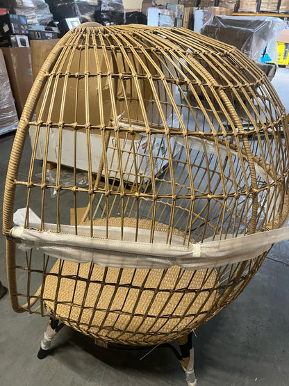 GoodHome Apolima Brown & Ebony Black Rattan effect Egg chair