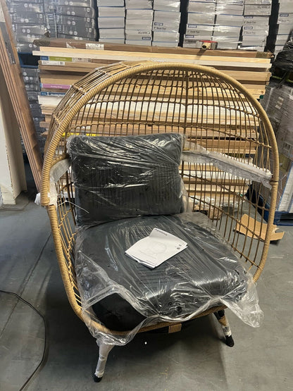 GoodHome Apolima Brown & Ebony Black Rattan effect Egg chair