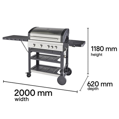 GoodHome Gas Barbecue 4 Burner Grill BBQ Owsley 4.1