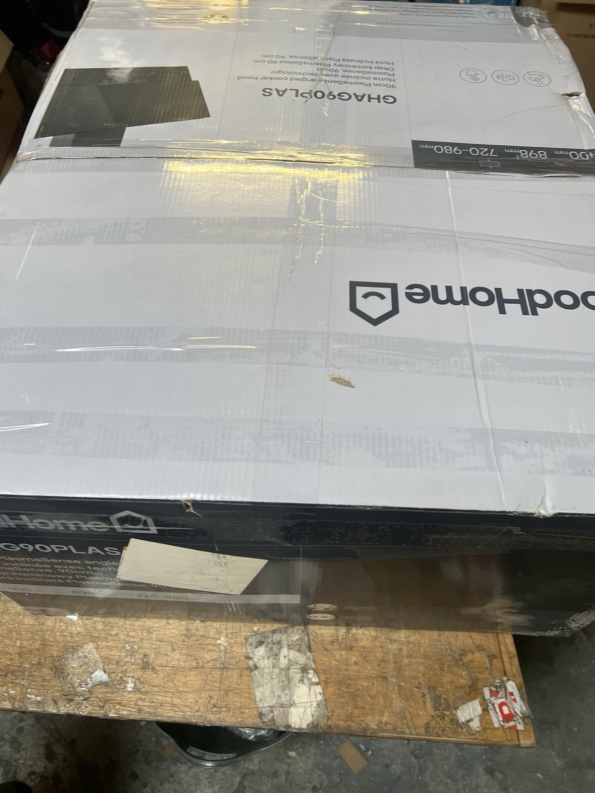 GoodHome PlasmaSense GHAG90PLAS Black steel & glass Angled Cooker hood (W)89.8cm