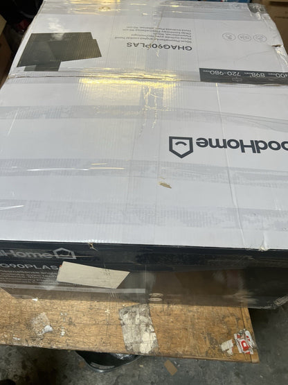 GoodHome PlasmaSense GHAG90PLAS Black steel & glass Angled Cooker hood (W)89.8cm