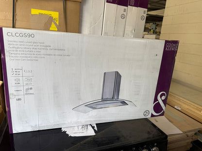 Cooke & Lewis CLCGS90 Stainless steel Curved Cooker hood (W)90cm - Inox