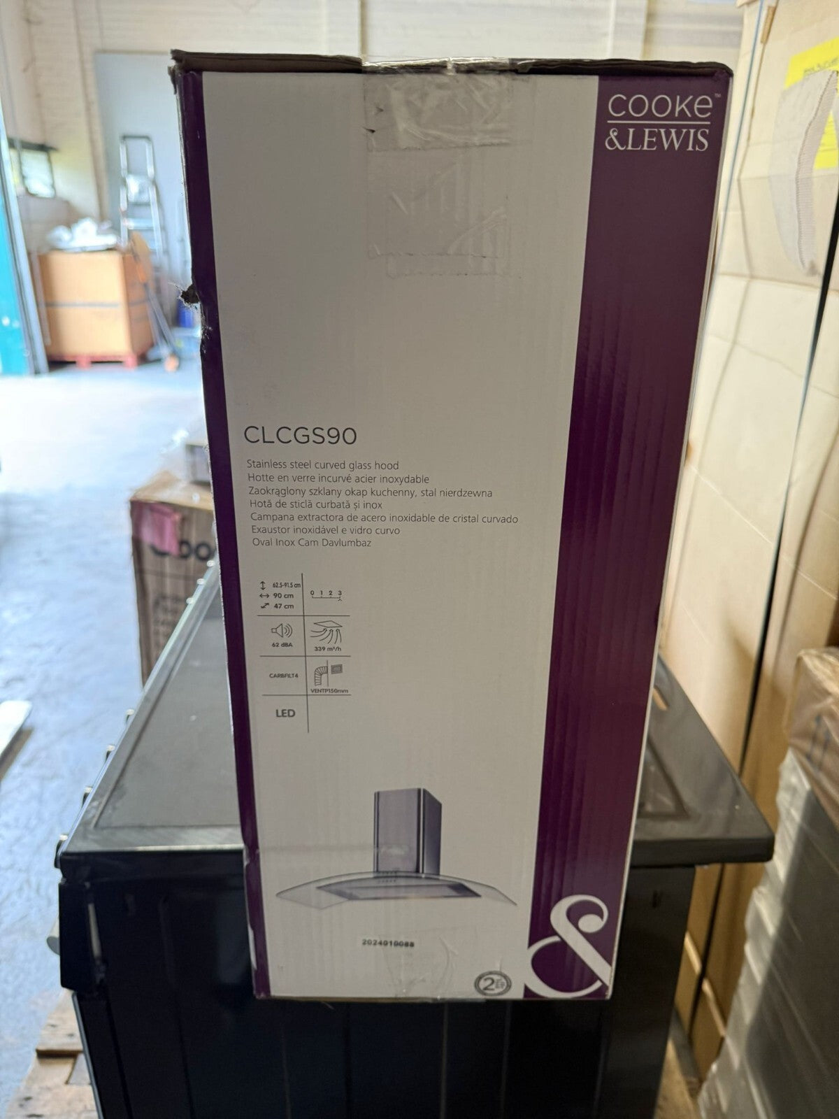 Cooke & Lewis CLCGS90 Stainless steel Curved Cooker hood (W)90cm - Inox