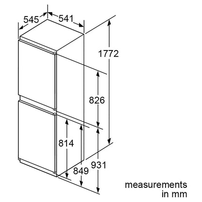 Bosch KIV85VSF0G 50:50 Traditional Integrated Fridge freezer - White