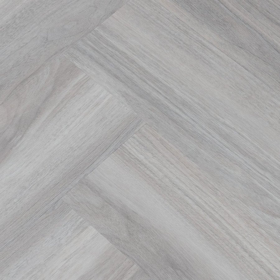 SPC Flooring Rigid-Core Herringbone Click Vinyl Light Grey 1.8m² Per Pack