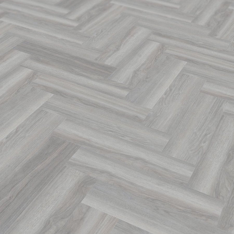 SPC Flooring Rigid-Core Herringbone Click Vinyl Light Grey 1.8m² Per Pack