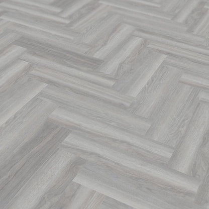 SPC Flooring Rigid-Core Herringbone Click Vinyl Light Grey 1.8m² Per Pack