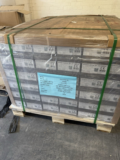 SPC Flooring Rigid-Core Herringbone Click Vinyl Light Grey 1.8m² Per Pack