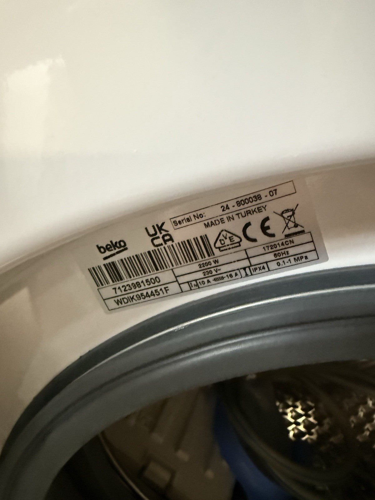 Beko WDIK954451F 9kg/5kg Built-in Condenser Washer Dryer - White