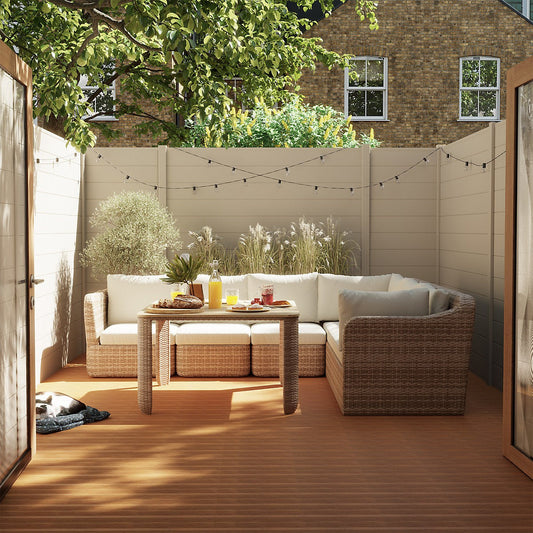 GoodHome Elos Beige 6 Seater Modular Corner Garden Furniture Set