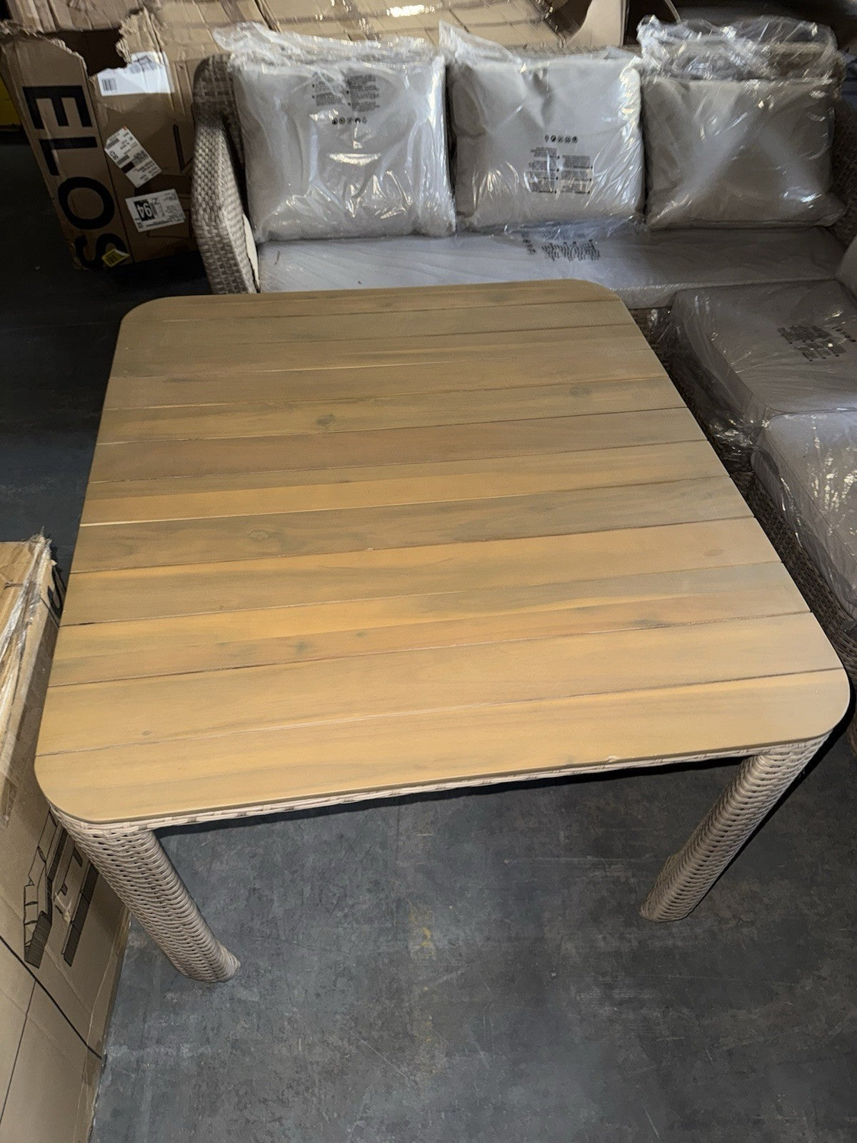 GoodHome Elos Beige 6 Seater Modular Corner Garden Furniture Set